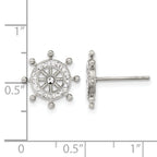 Stainless Steel Polished Lab-Created Crystal Button Earrings for Women