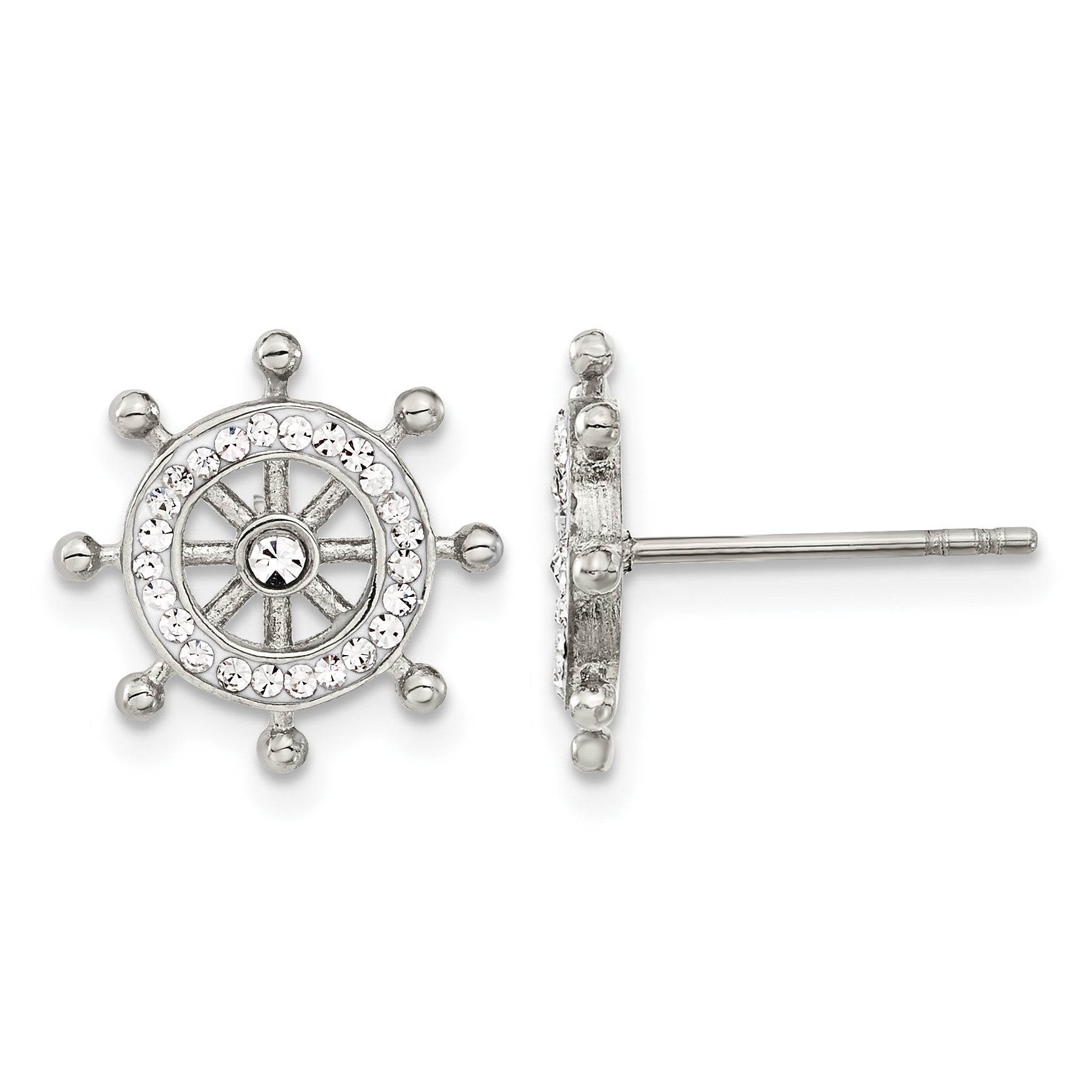 Stainless Steel Polished Lab-Created Crystal Button Earrings for Women Main image