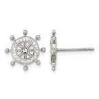 Stainless Steel Polished Lab-Created Crystal Button Earrings for Women