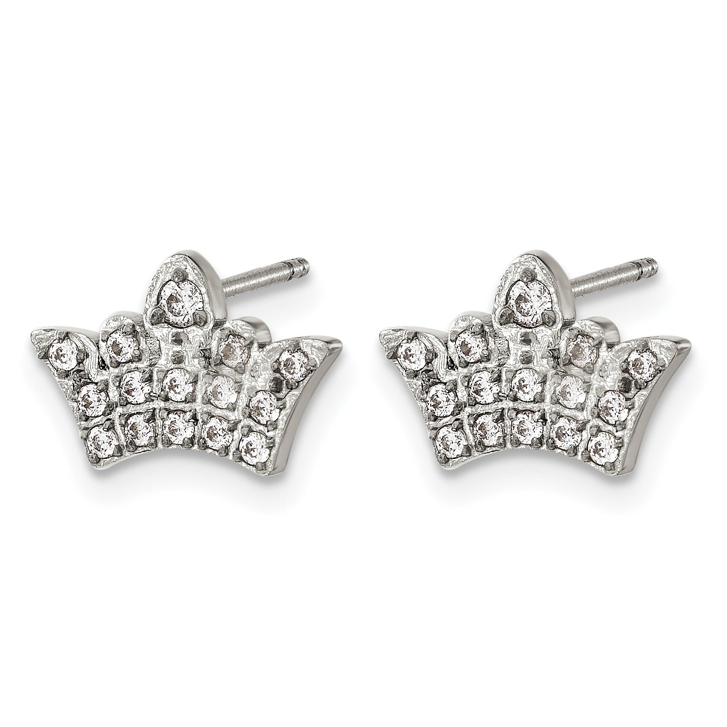 Stainless Steel Polished Cubic Zirconia Button Earrings for Women Secondary image