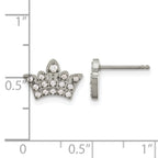 Stainless Steel Polished Cubic Zirconia Button Earrings for Women