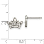 Chisel Stainless Steel Polished with CZ Crown Post Earrings