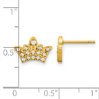 Stainless Steel Gold-Tone Polished Cubic Zirconia Button Earrings for Women
