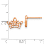 Chisel Stainless Steel Polished Rose IP-plated with CZ Crown Post Earrings