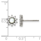 Stainless Steel Polished Pear Cubic Zirconia Button Earrings for Women