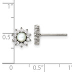 Chisel Stainless Steel Polished Mother of Pearl and CZ Post Earrings