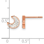 Stainless Steel Rose Gold-Tone Polished Crystal Button Earrings