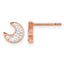 Stainless Steel Rose Gold-Tone Polished Crystal Button Earrings