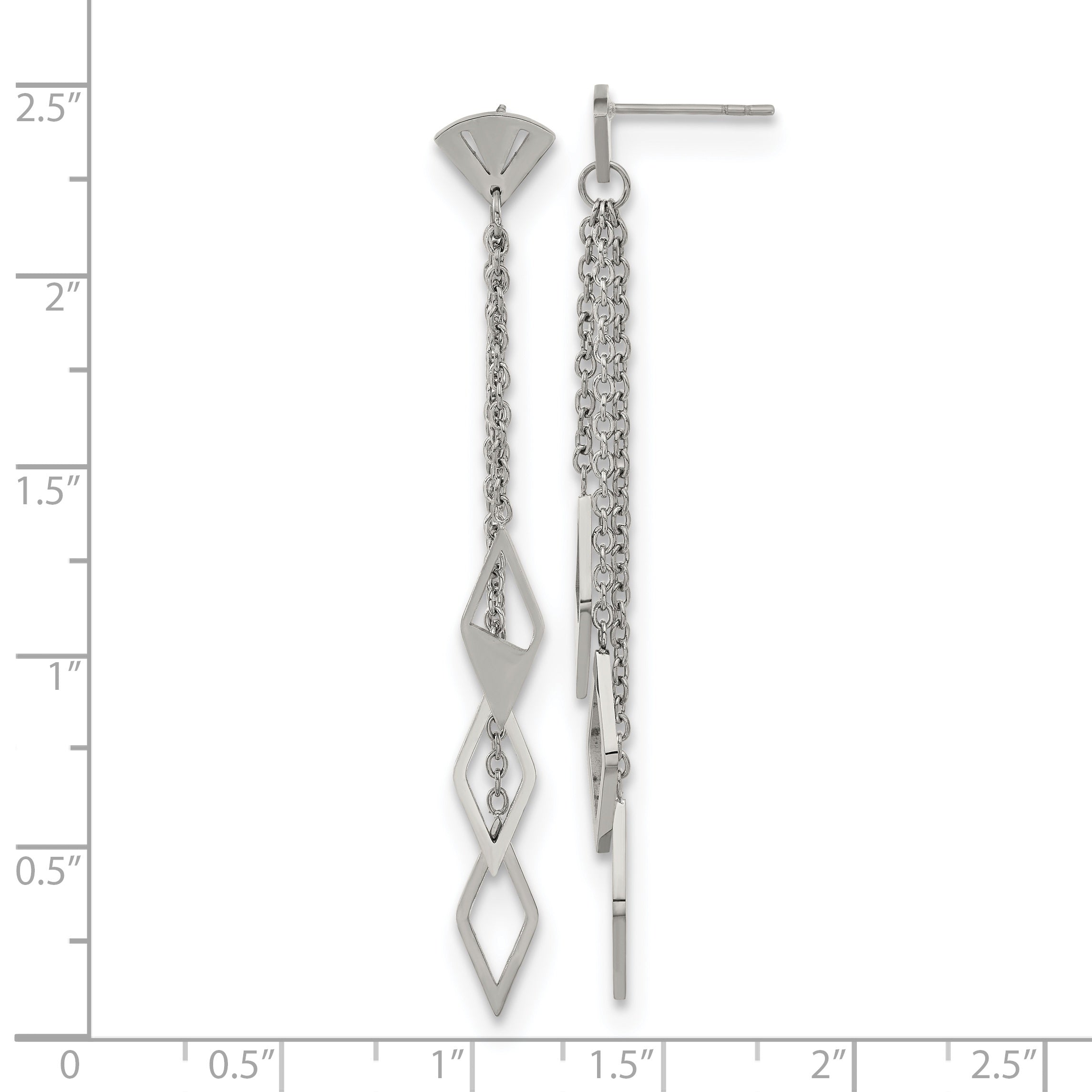 Chisel Stainless Steel Polished Multi Chain Post Dangle Earrings