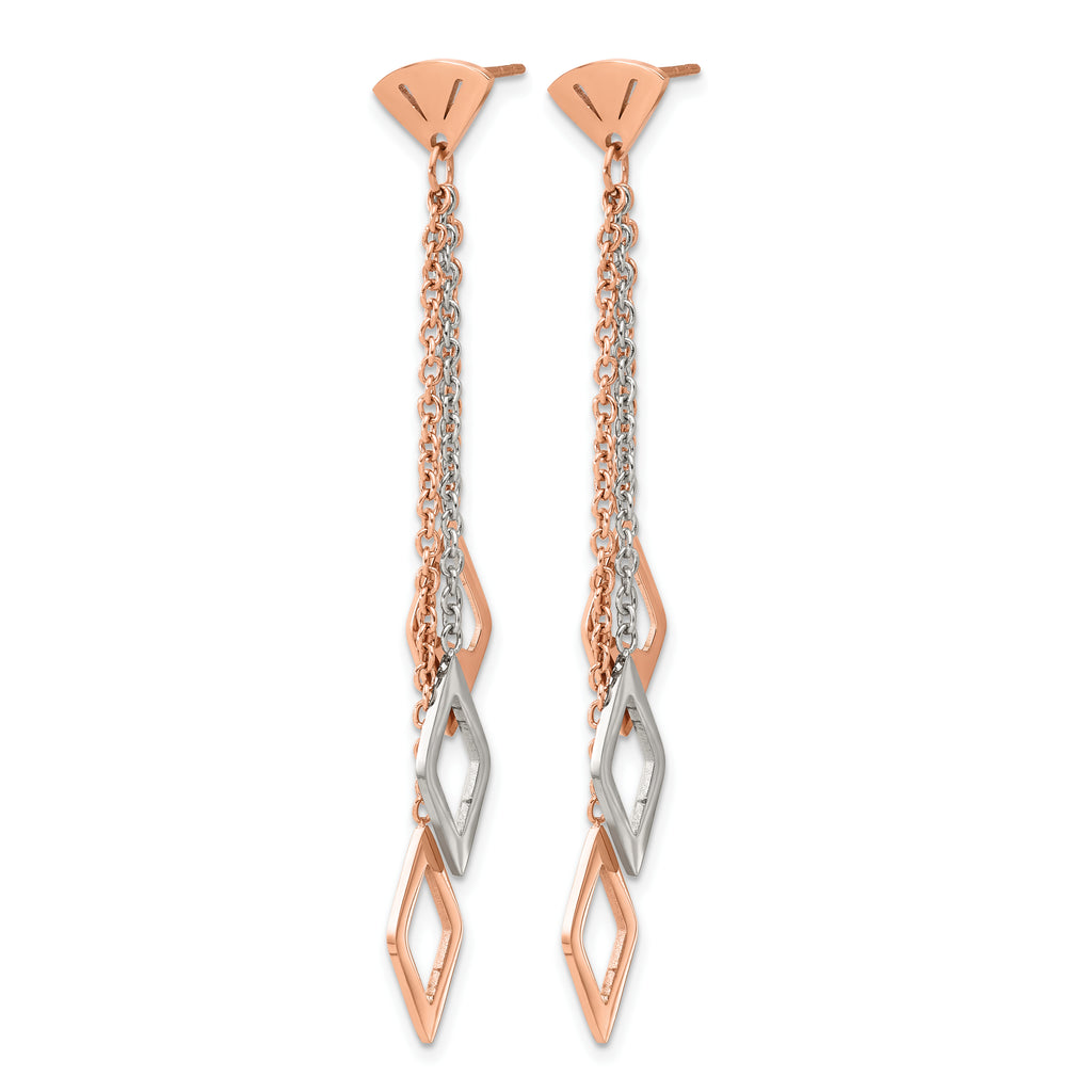 Stainless Steel Rose Gold-Tone Polished Drop Dangle Earrings for Women