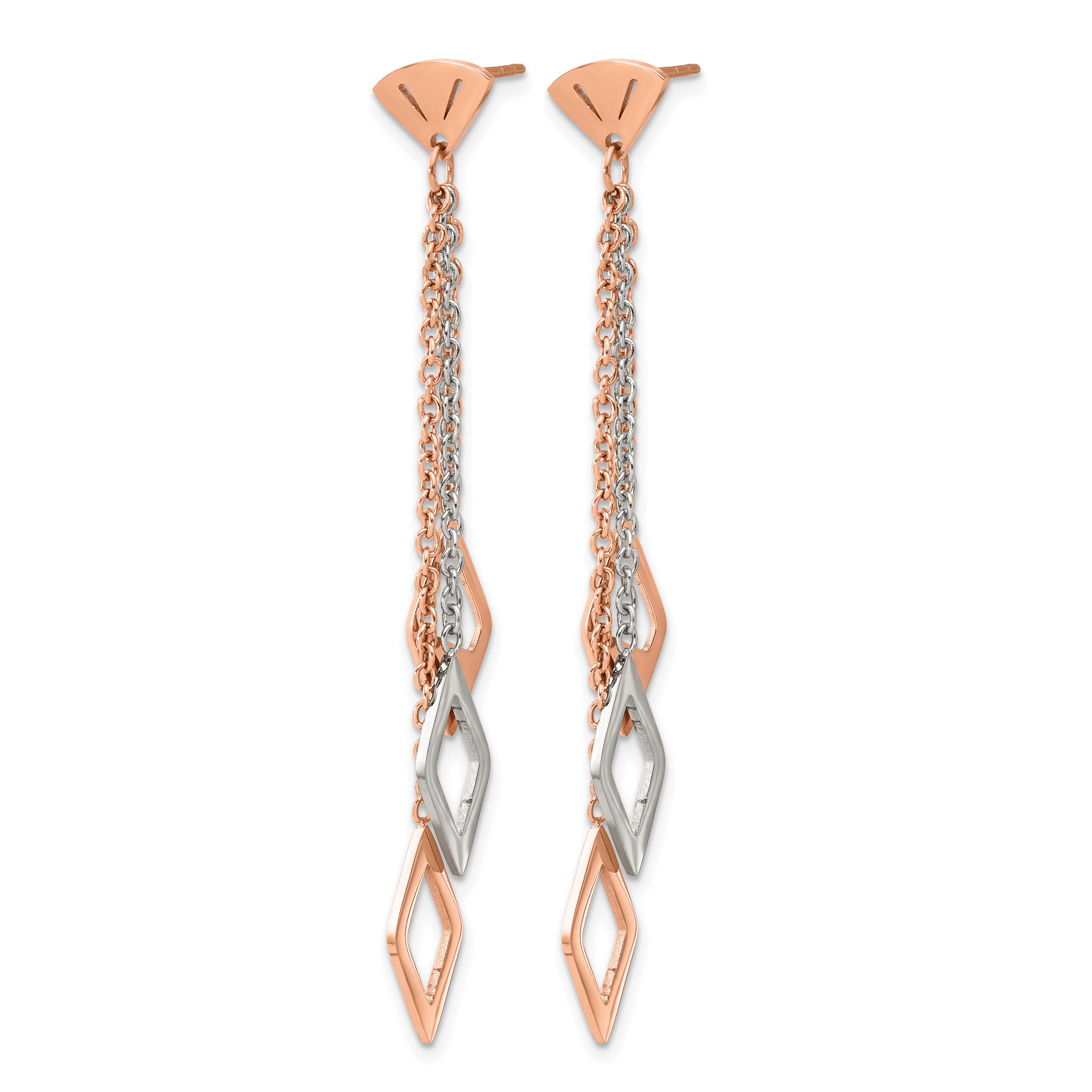 Stainless Steel Rose Gold-Tone Polished Drop Dangle Earrings for Women