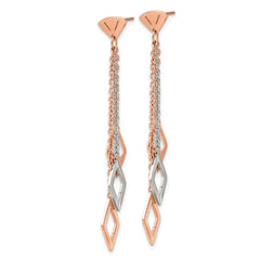 Stainless Steel Polished Rose IP-plated Post Dangle Earrings