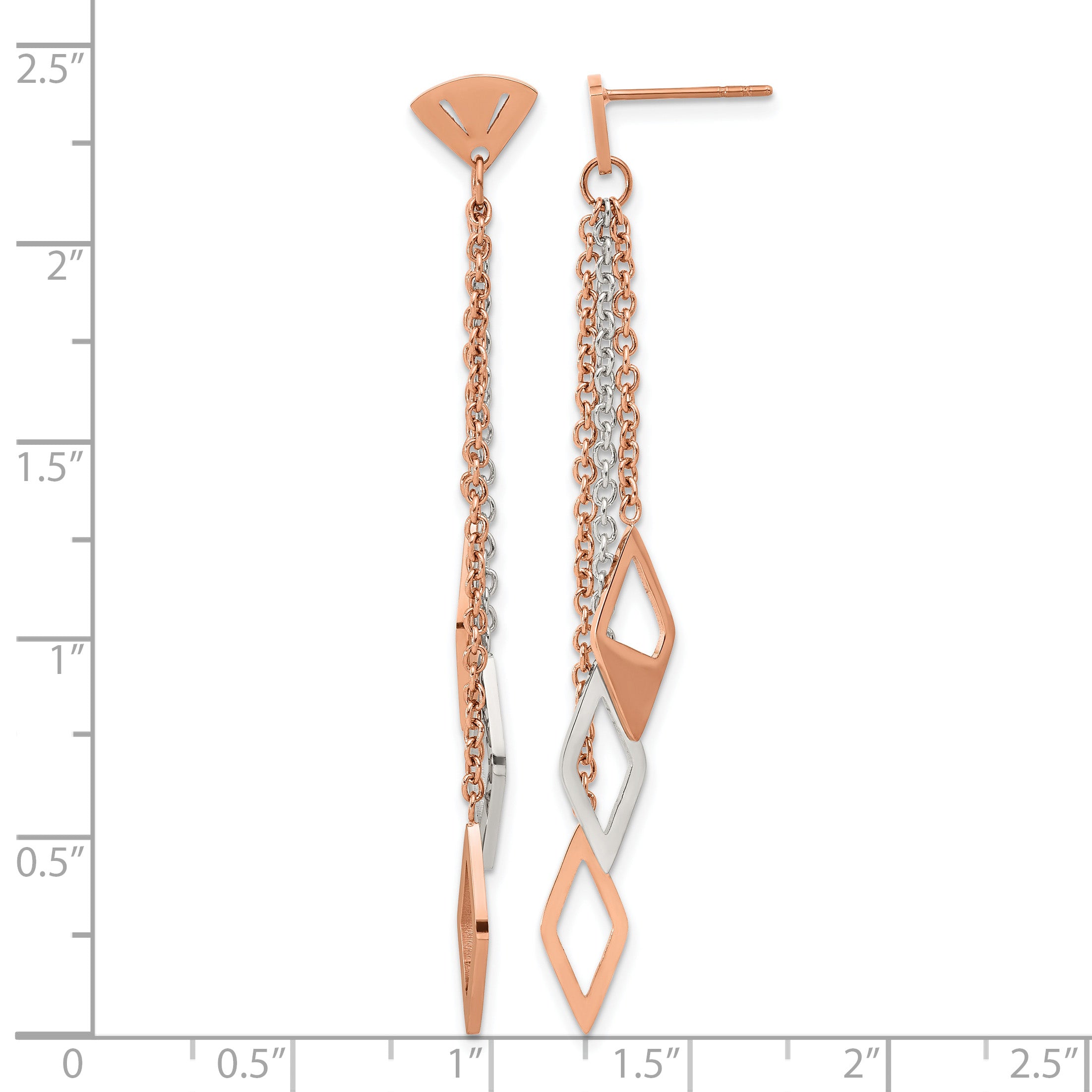 Stainless Steel Rose Gold-Tone Polished Drop Dangle Earrings for Women