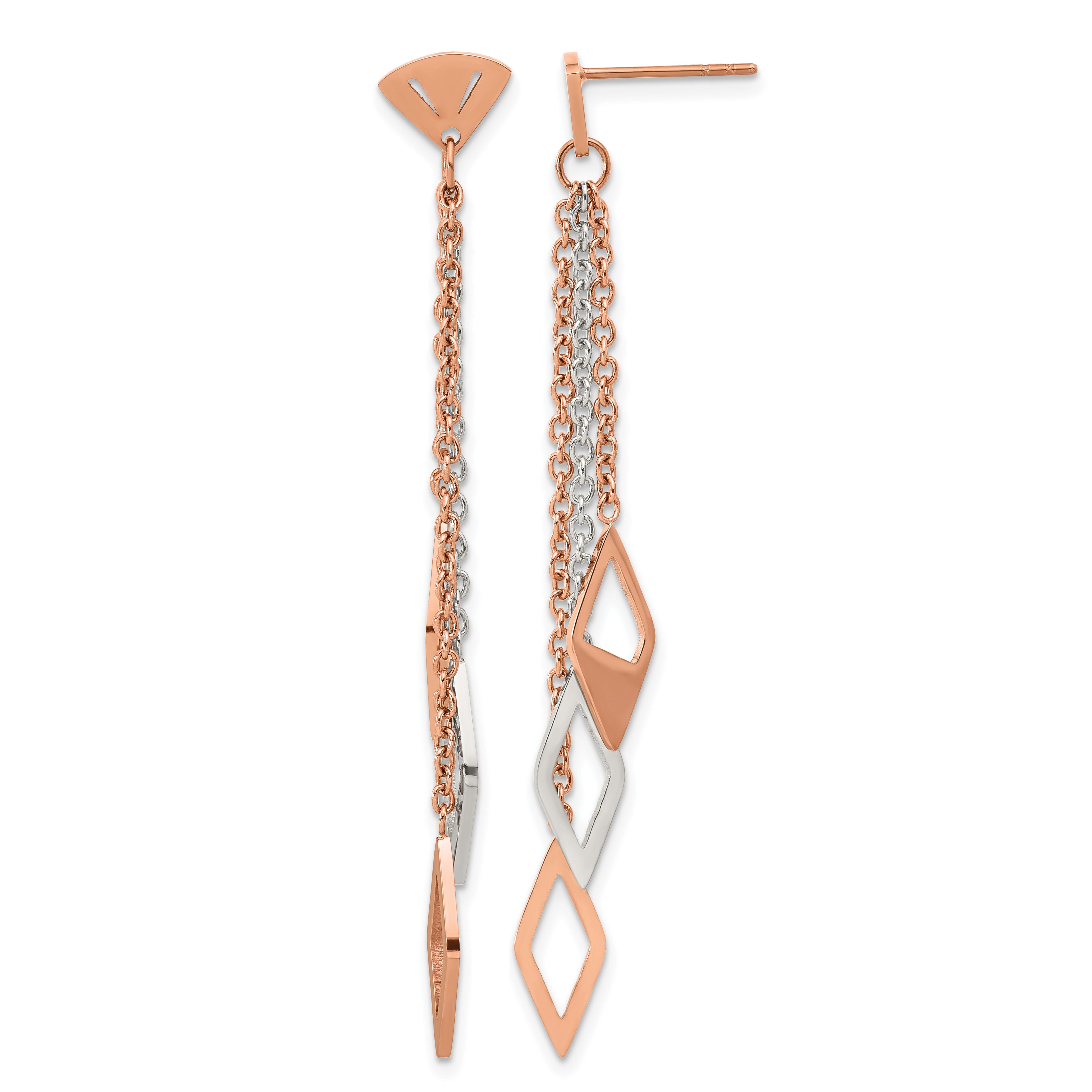 Stainless Steel Rose Gold-Tone Polished Drop Dangle Earrings for Women