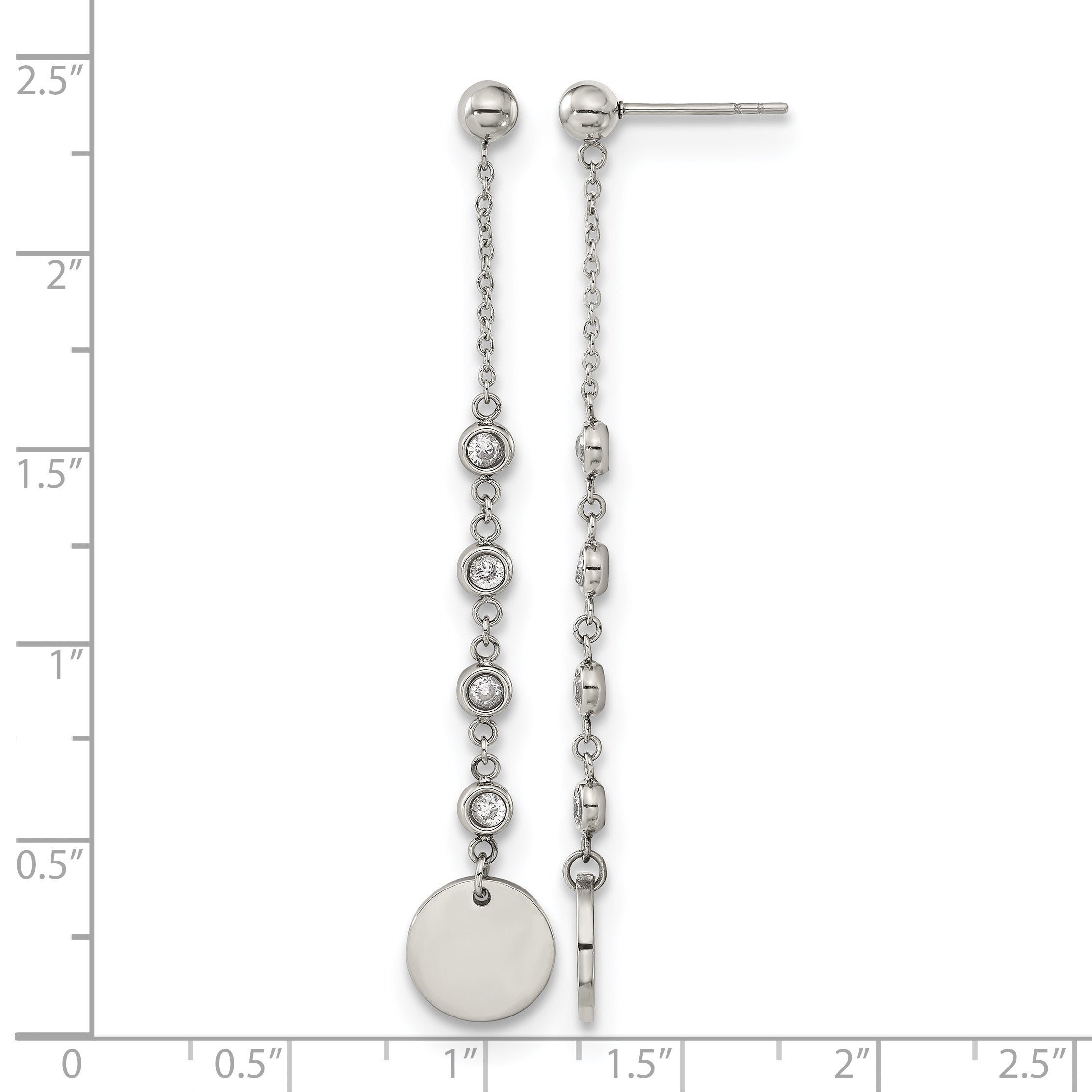 Stainless Steel Polished Cubic Zirconia Drop Dangle Earrings for Women