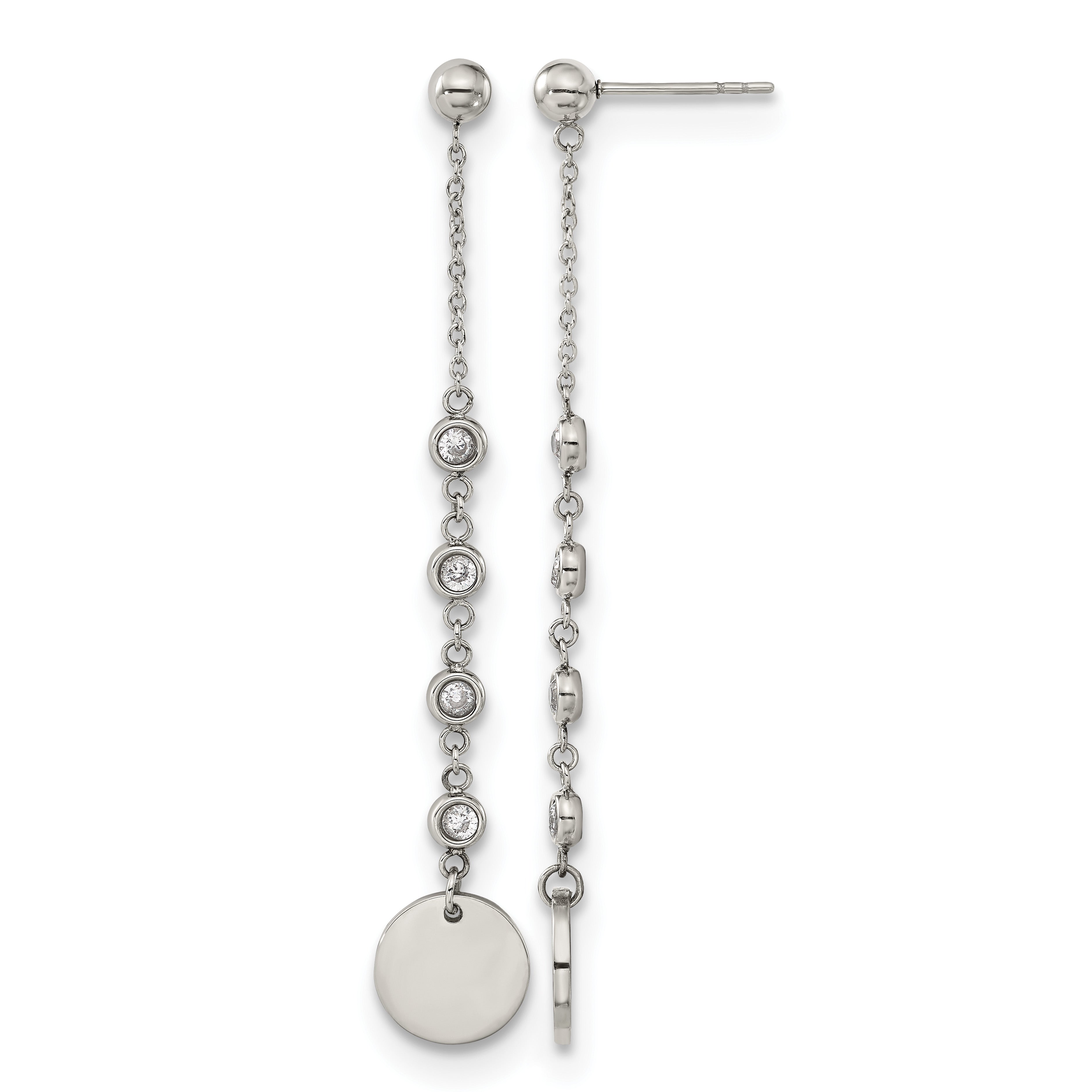Stainless Steel Polished Cubic Zirconia Drop Dangle Earrings for Women Main image