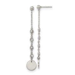 Chisel Stainless Steel Polished with CZ Post Dangle Earrings