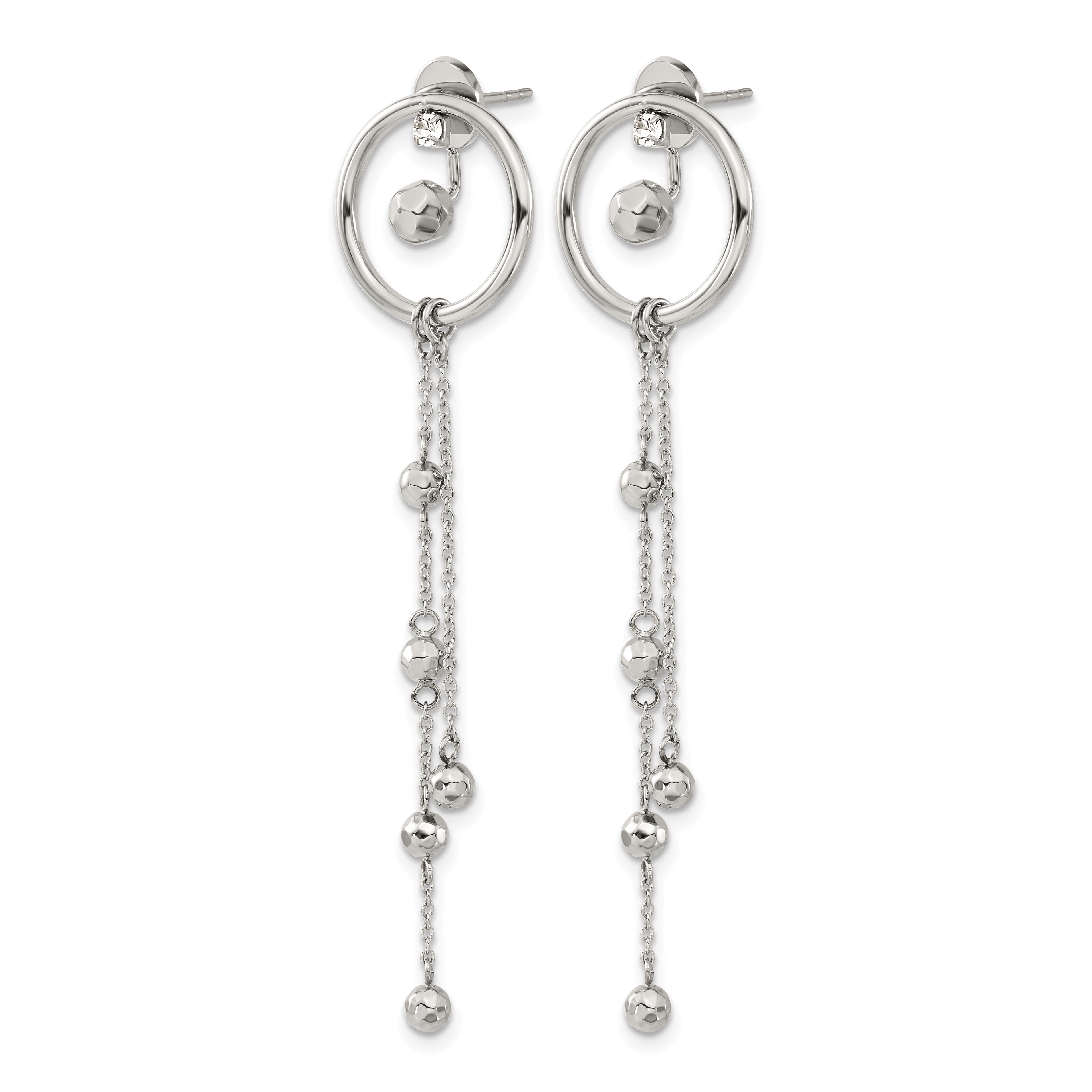 Stainless Steel Polished Lab-Created Crystal Drop Dangle Earrings for Women Secondary image