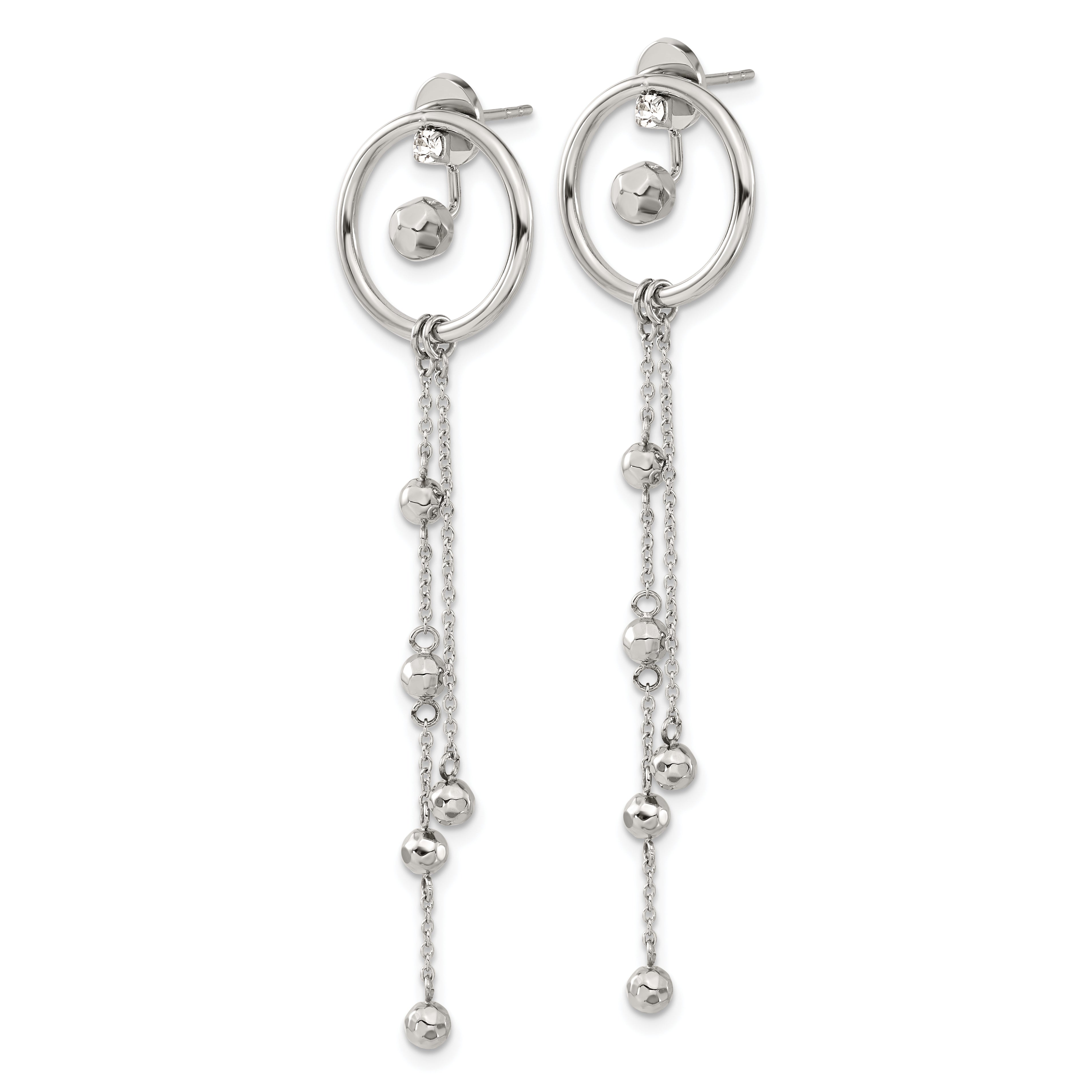 Chisel Stainless Steel Polished Preciosa Crystal Front and Back Post Dangle Earrings