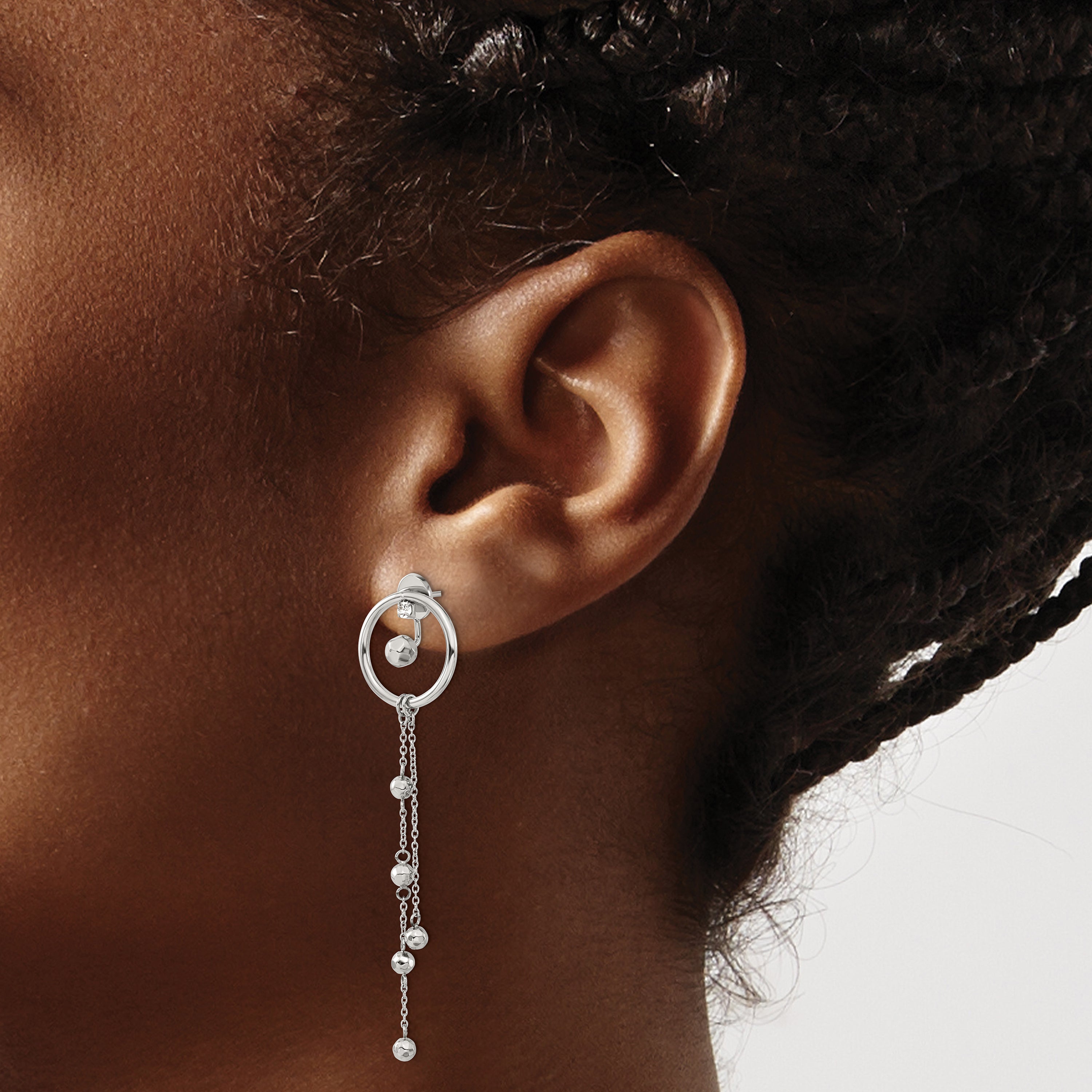 Chisel Stainless Steel Polished Preciosa Crystal Front and Back Post Dangle Earrings