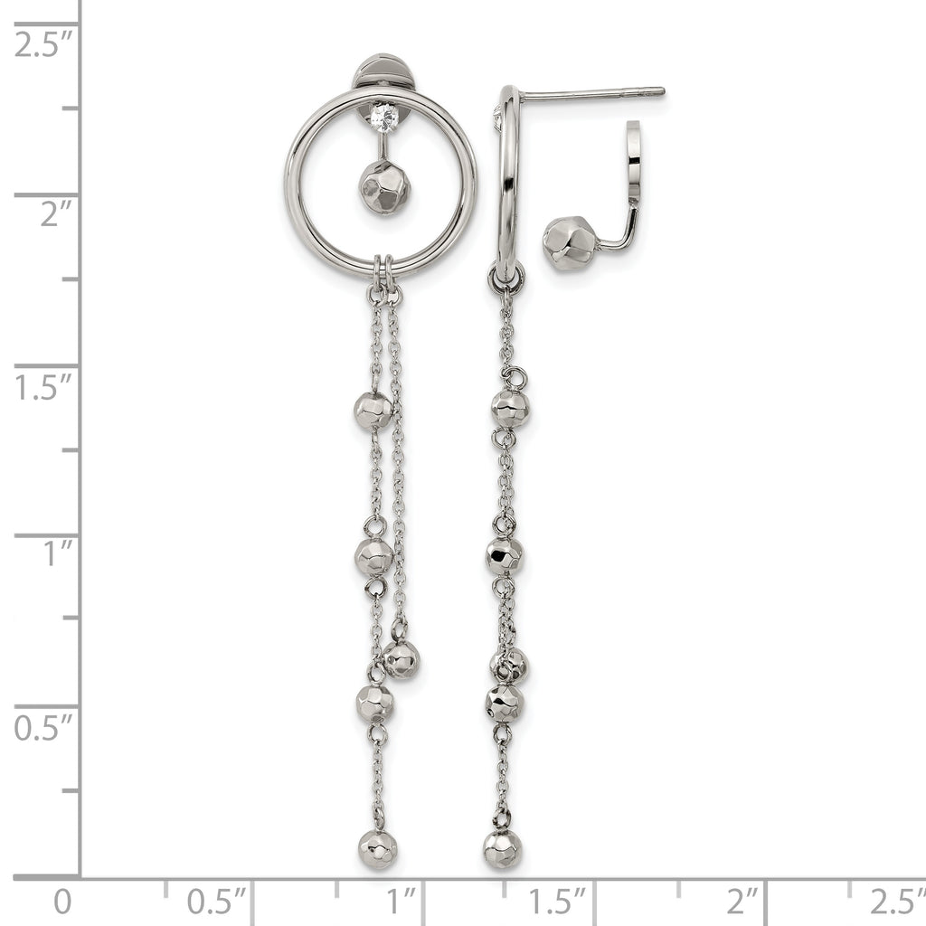 Stainless Steel Polished Lab-Created Crystal Drop Dangle Earrings for Women