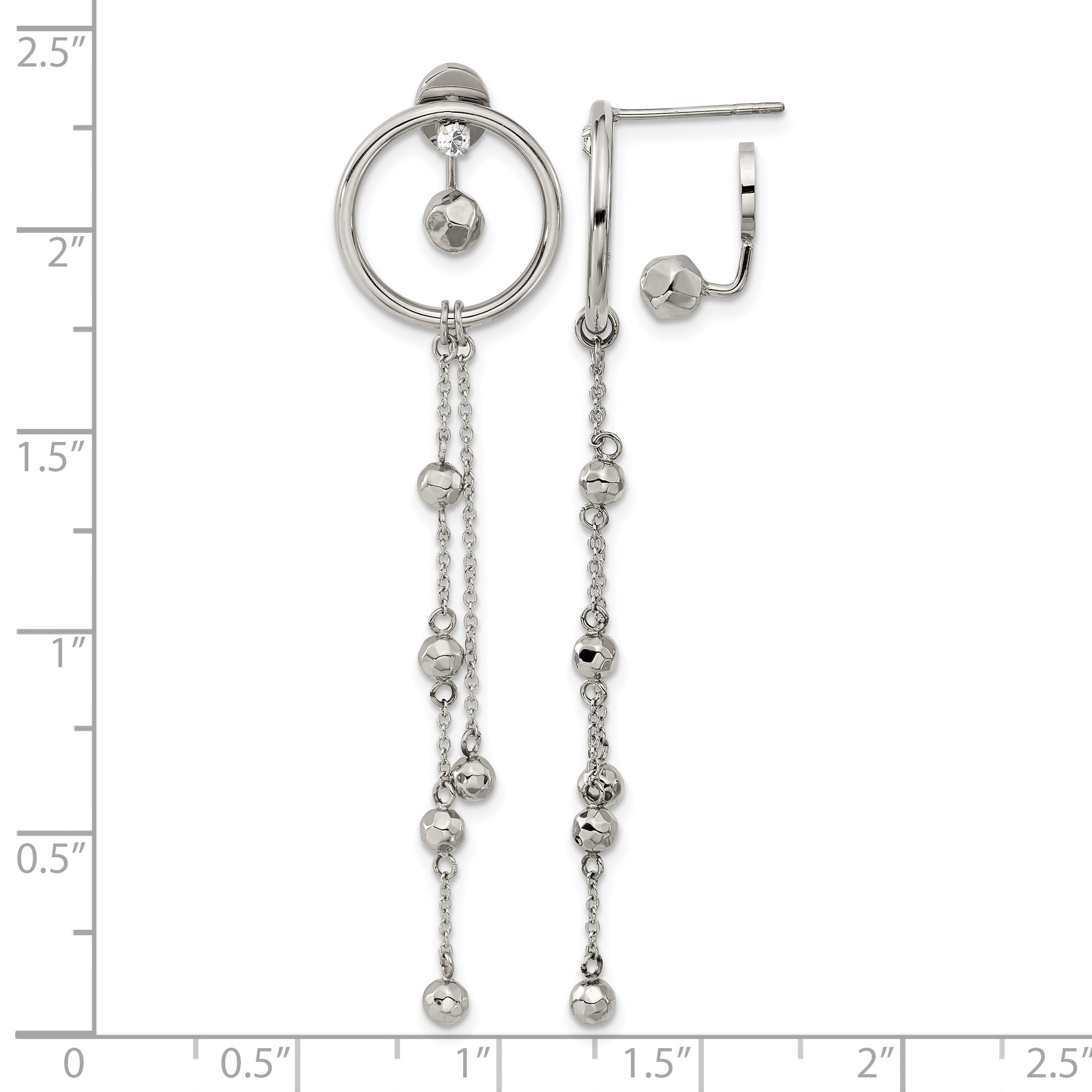 Stainless Steel Polished Lab-Created Crystal Drop Dangle Earrings for Women
