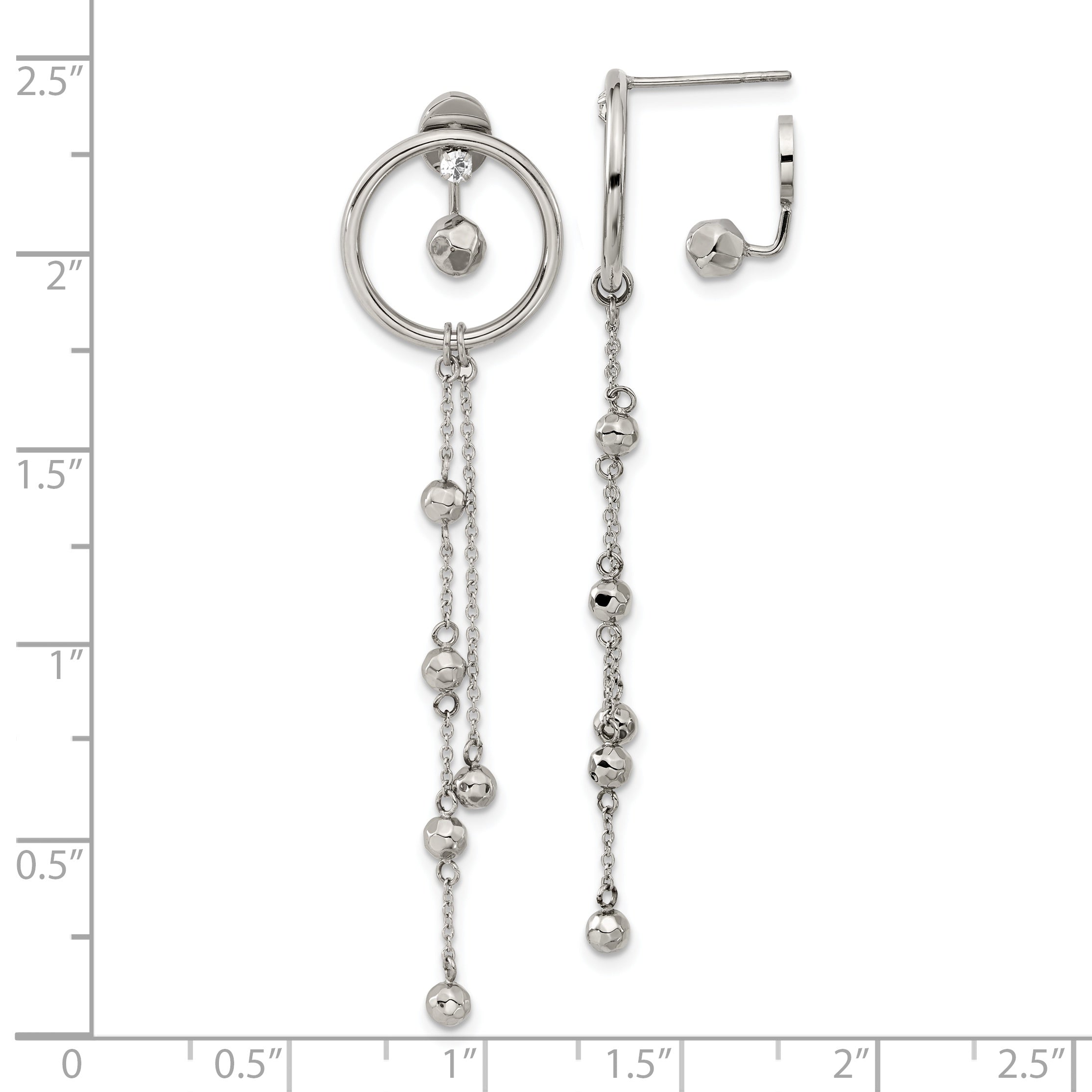 Chisel Stainless Steel Polished Preciosa Crystal Front and Back Post Dangle Earrings