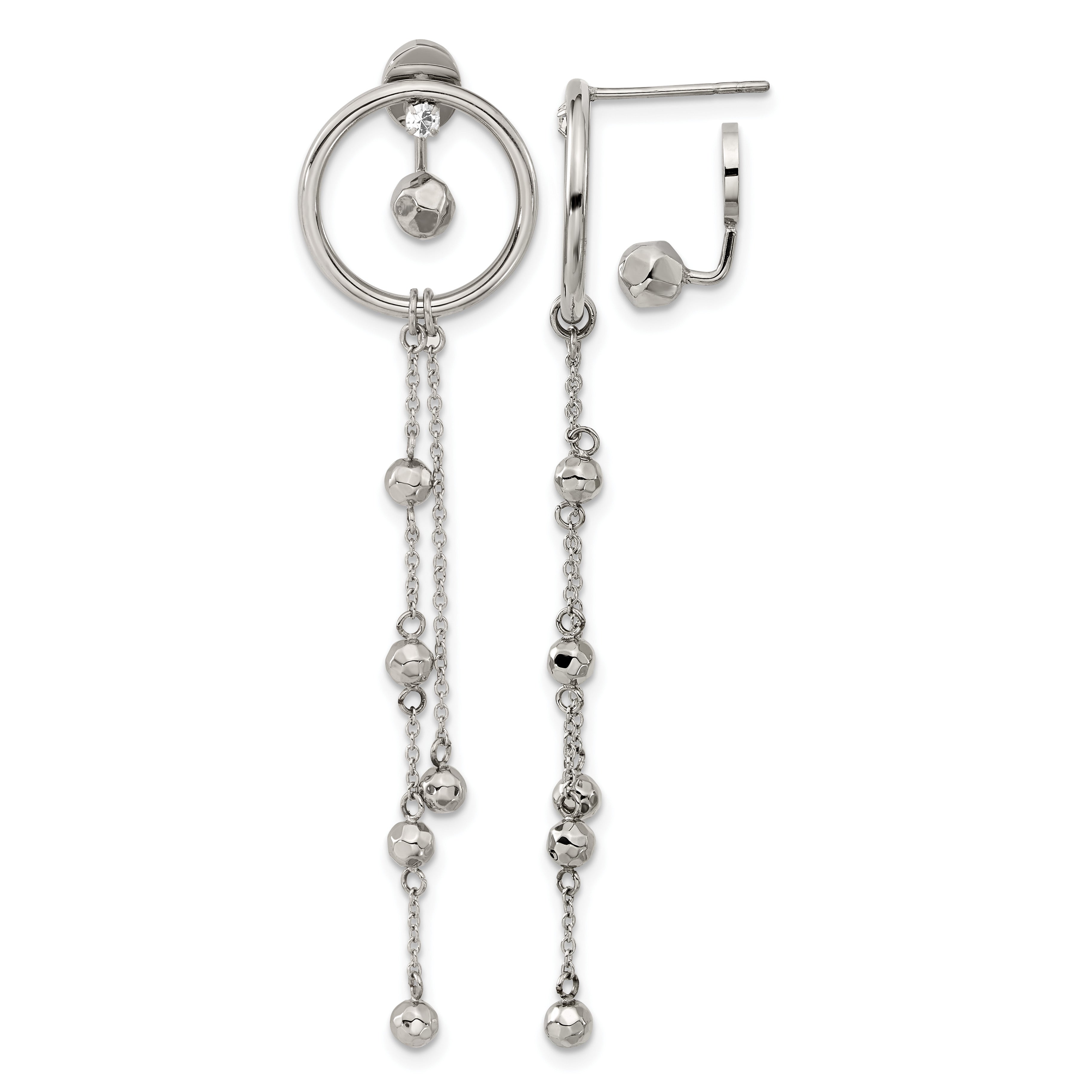 Stainless Steel Polished Lab-Created Crystal Drop Dangle Earrings for Women Main image