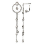 Stainless Steel Polished Lab-Created Crystal Drop Dangle Earrings for Women