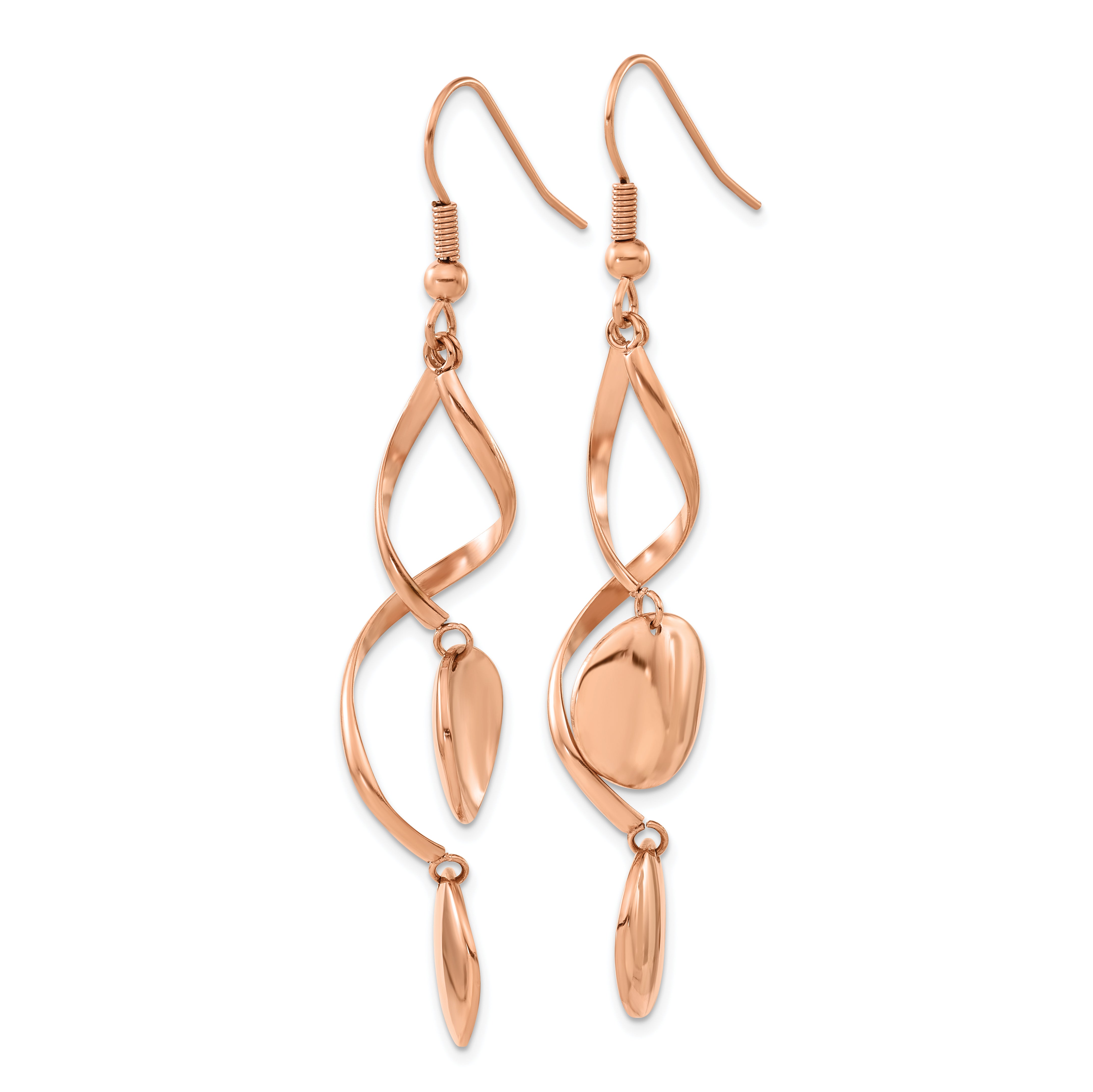 Chisel Stainless Steel Polished Twisted Shepherd Hook Earrings