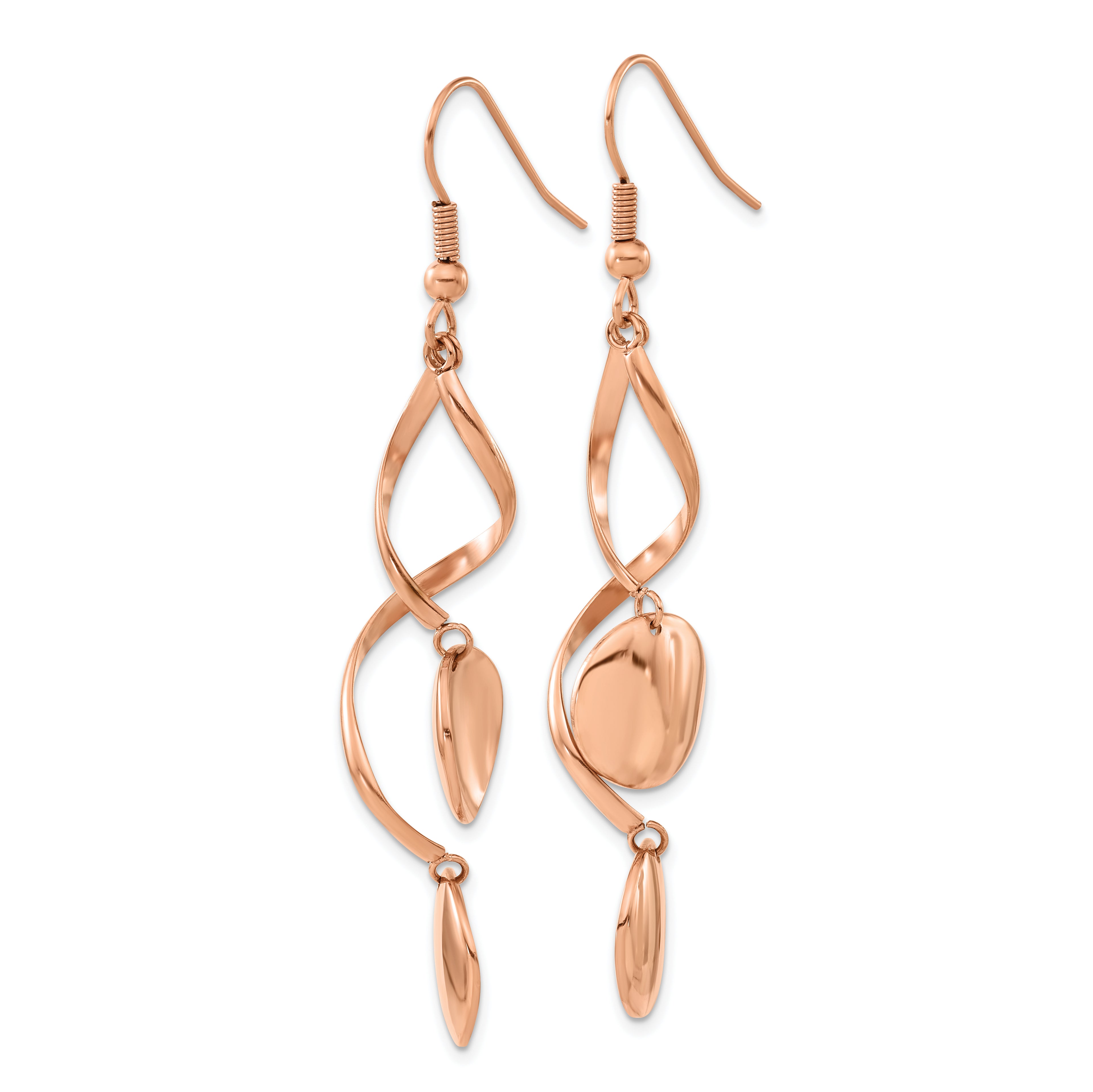Chisel Stainless Steel Polished Twisted Shepherd Hook Earrings