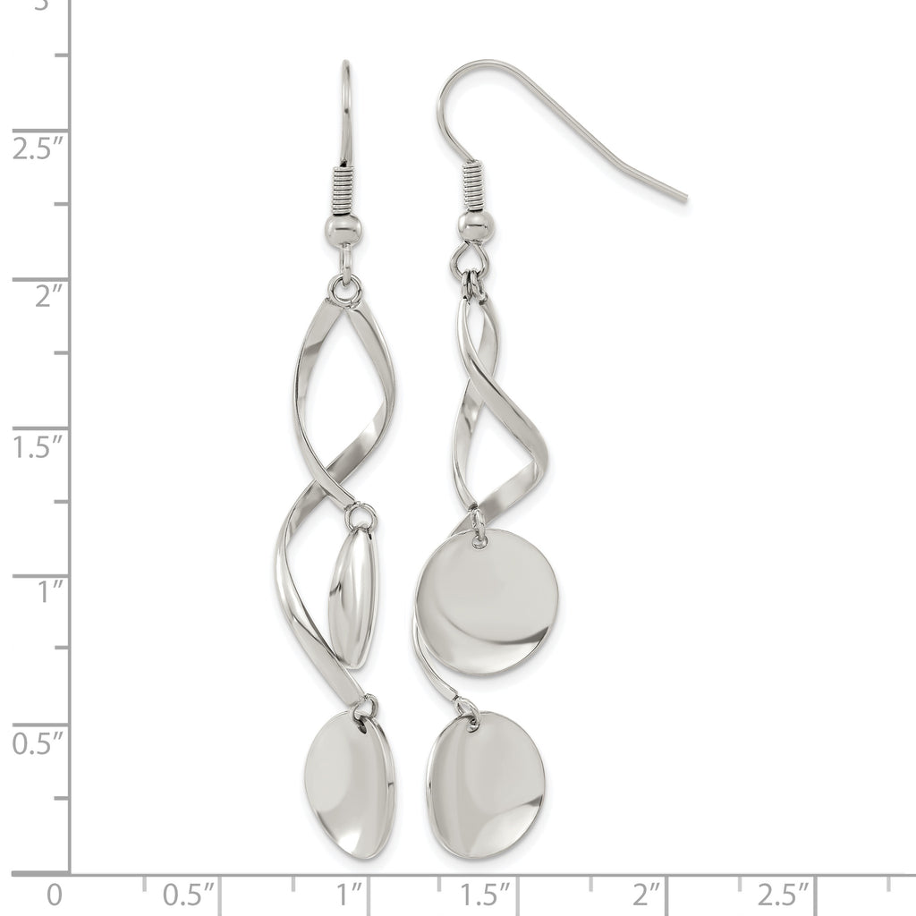 Stainless Steel Polished Twisted Drop Dangle Earrings for Women