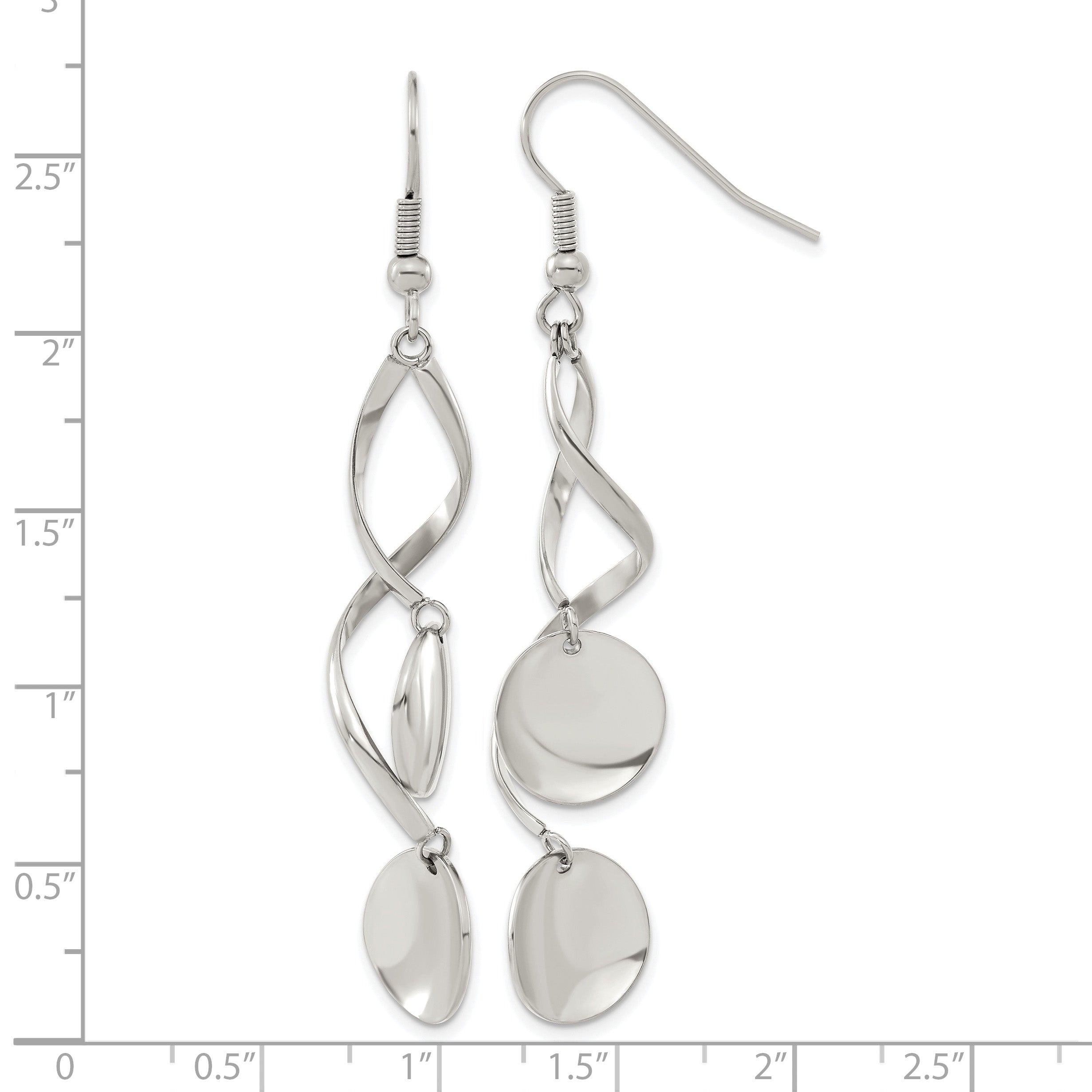 Stainless Steel Polished Twisted Drop Dangle Earrings for Women
