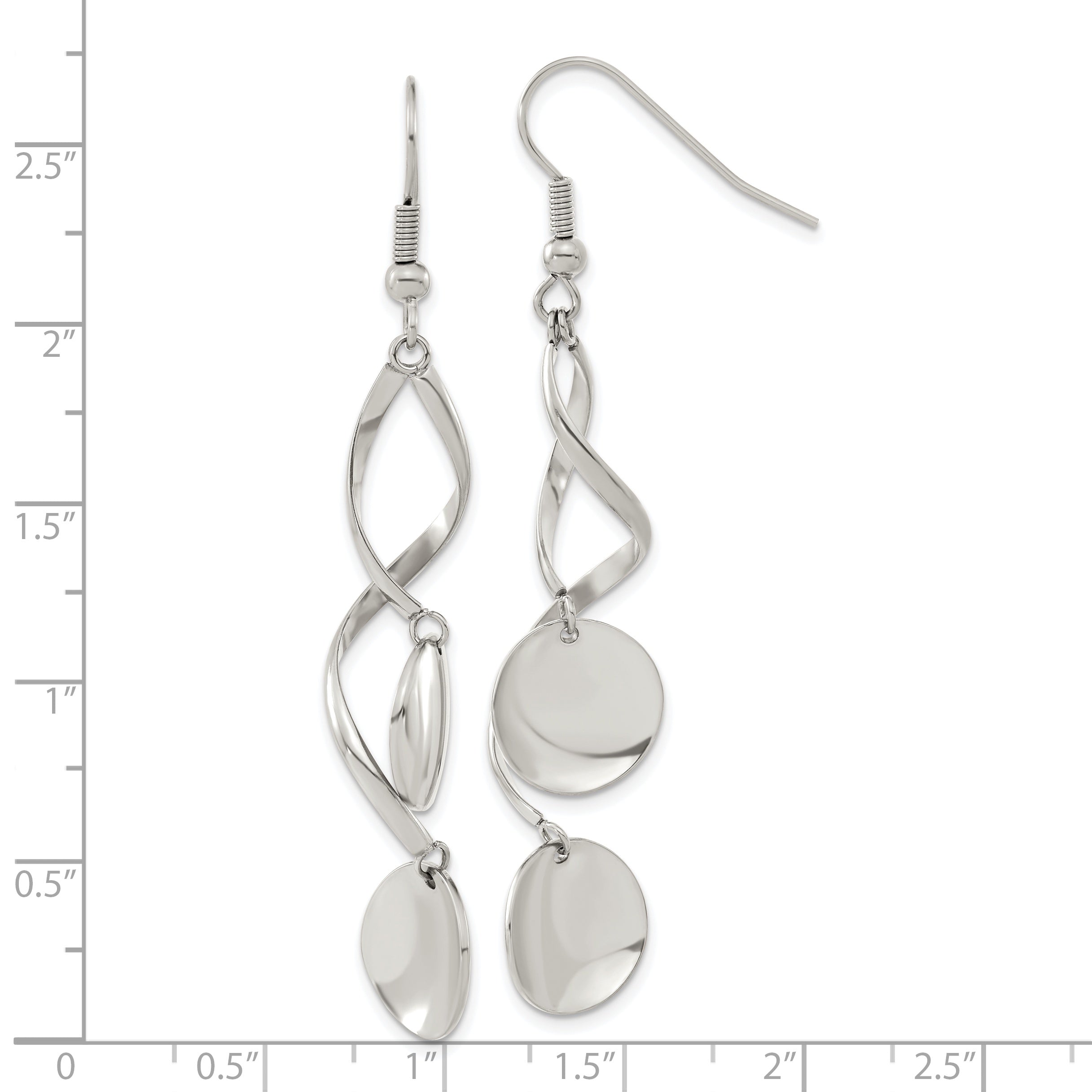 Chisel Stainless Steel Polished Twisted Shepherd Hook Earrings