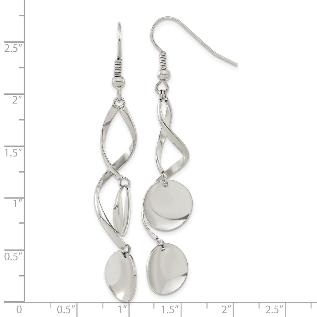 Chisel Stainless Steel Polished Twisted Shepherd Hook Earrings