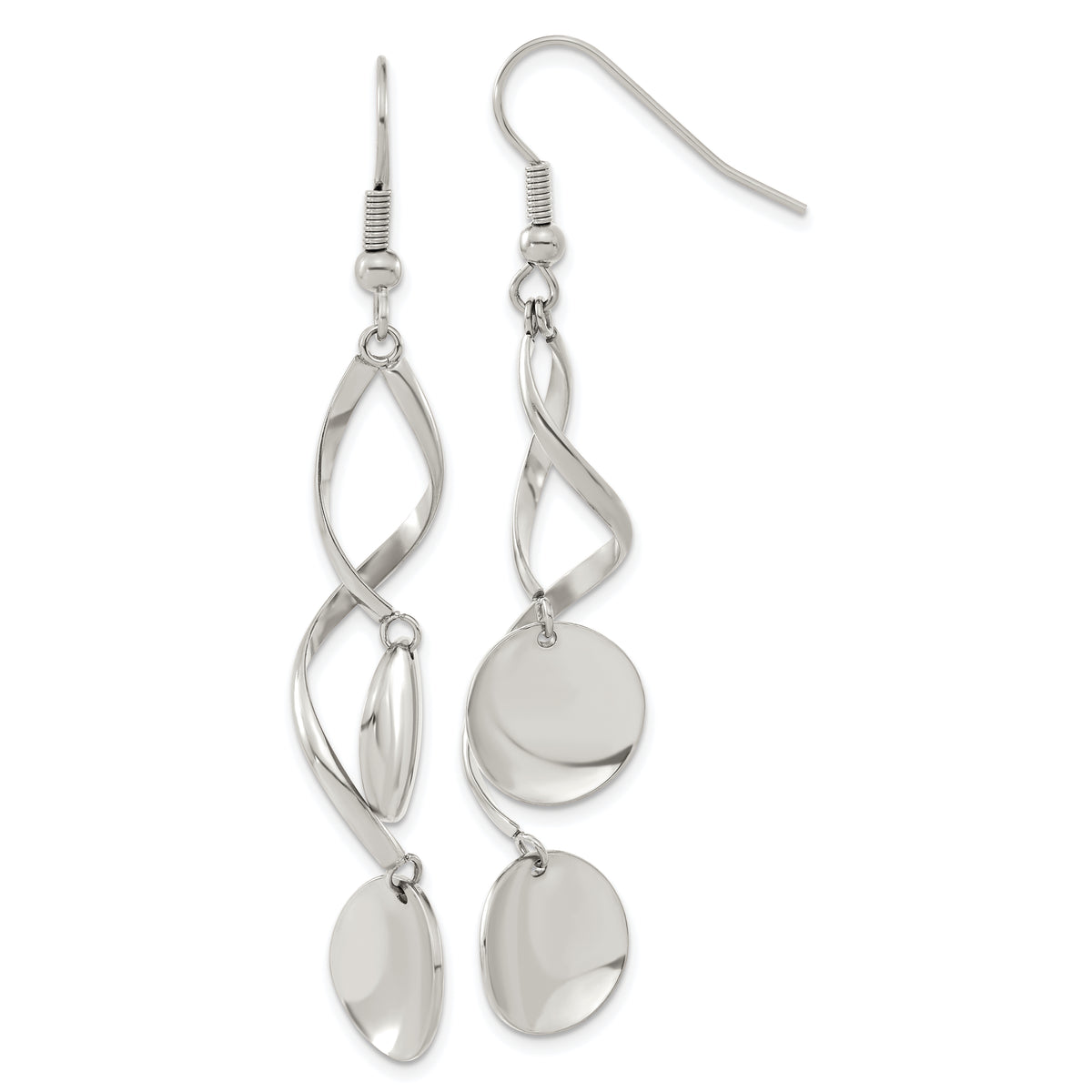 Chisel Stainless Steel Polished Twisted Shepherd Hook Earrings