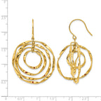 Stainless Steel Gold-Tone Polished Red Lab-Created Crystal Drop Dangle Earrings for Women