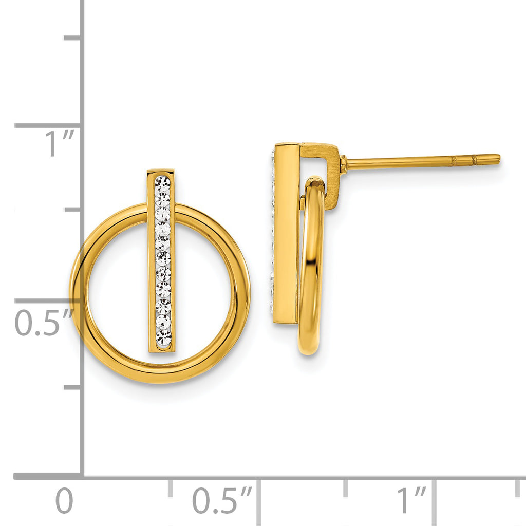 Chisel Stainless Steel Polished Yellow IP-plated Preciosa Crystal Post Dangle Earrings