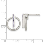 Stainless Steel Polished Purple Lab-Created Crystal Button Earrings for Women