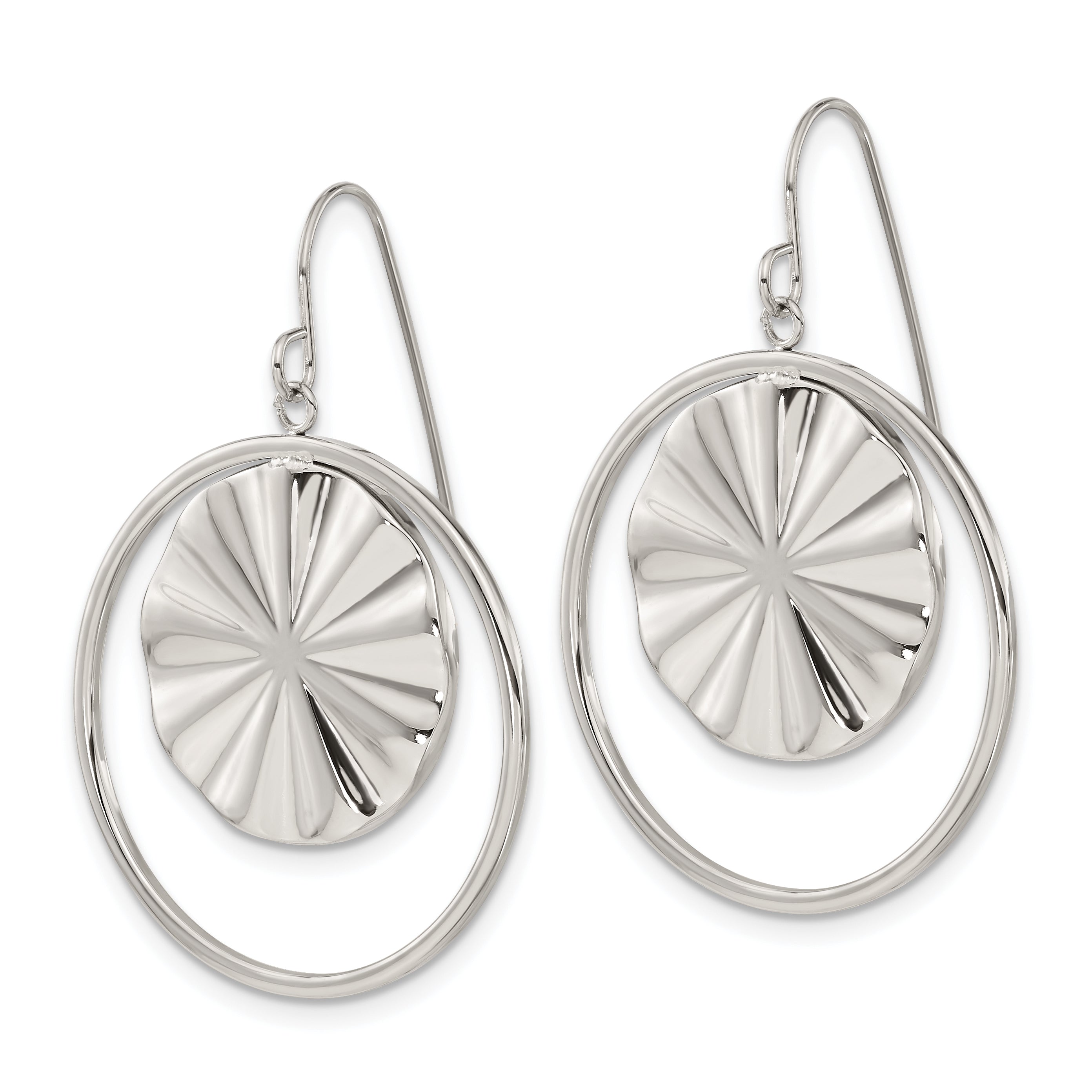 Chisel Stainless Steel Polished Dangle Shepherd Hook Earrings