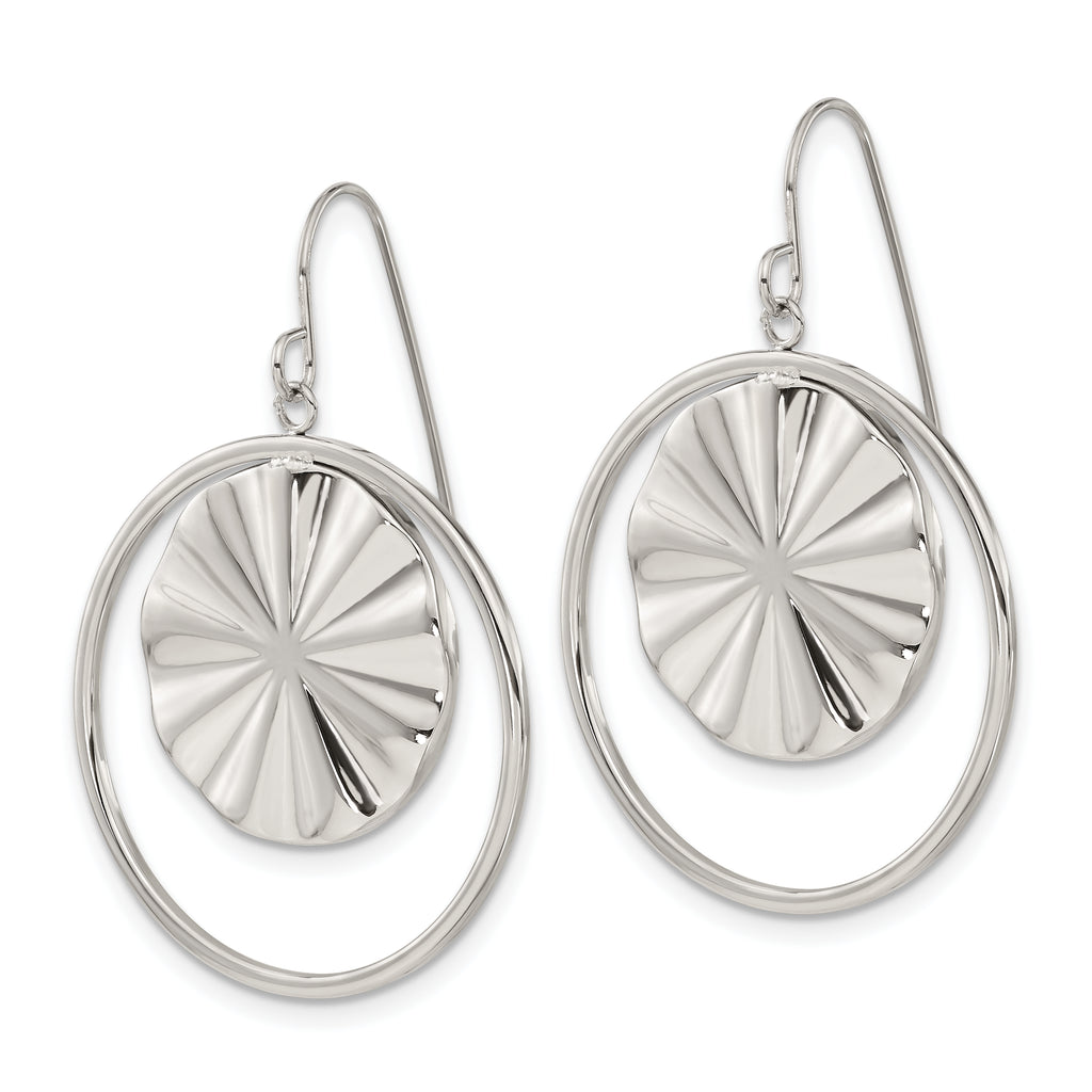 Chisel Stainless Steel Polished Dangle Shepherd Hook Earrings