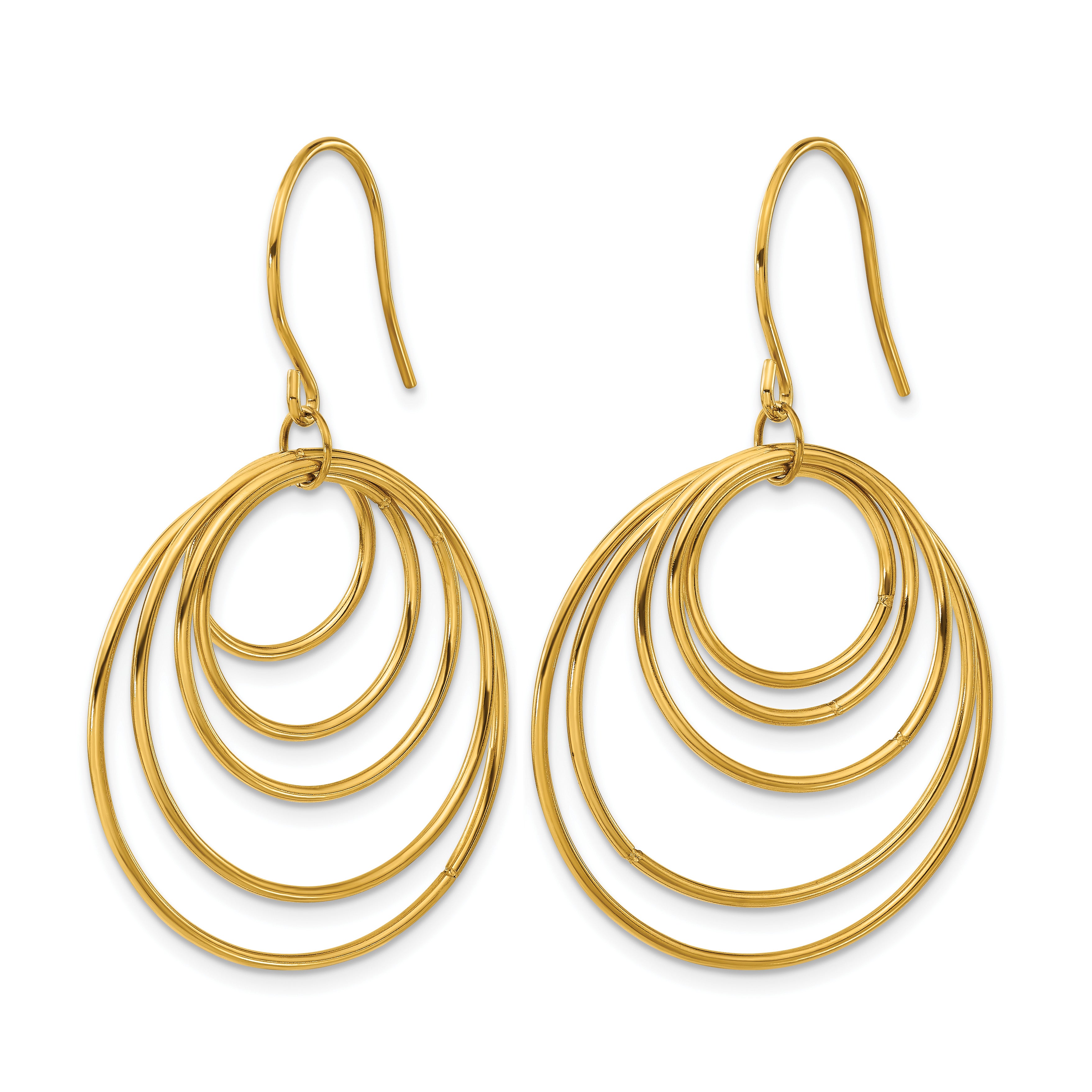 Stainless Steel Gold-Tone Polished Drop Dangle Earrings for Women