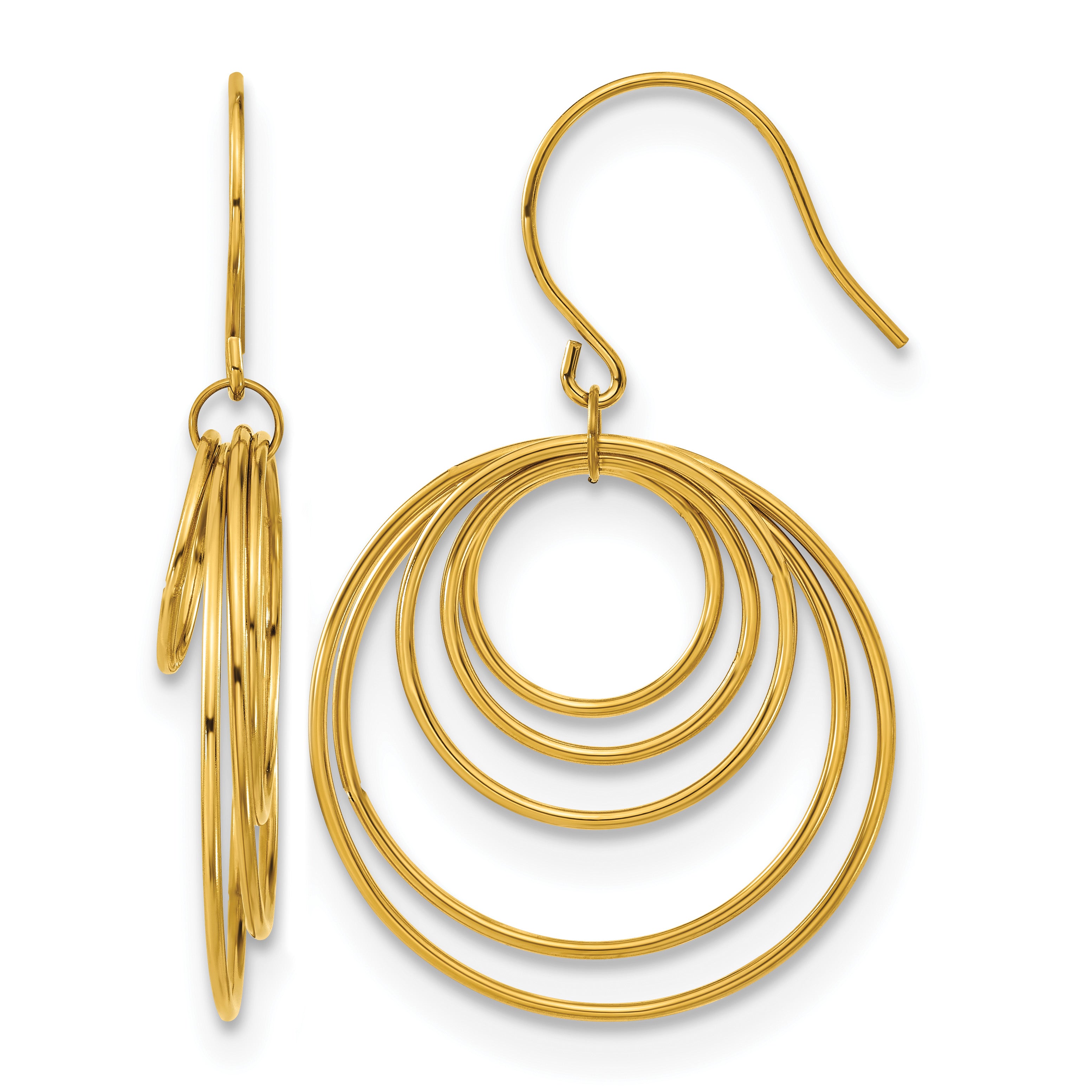 Stainless Steel Gold-Tone Polished Drop Dangle Earrings for Women Main image