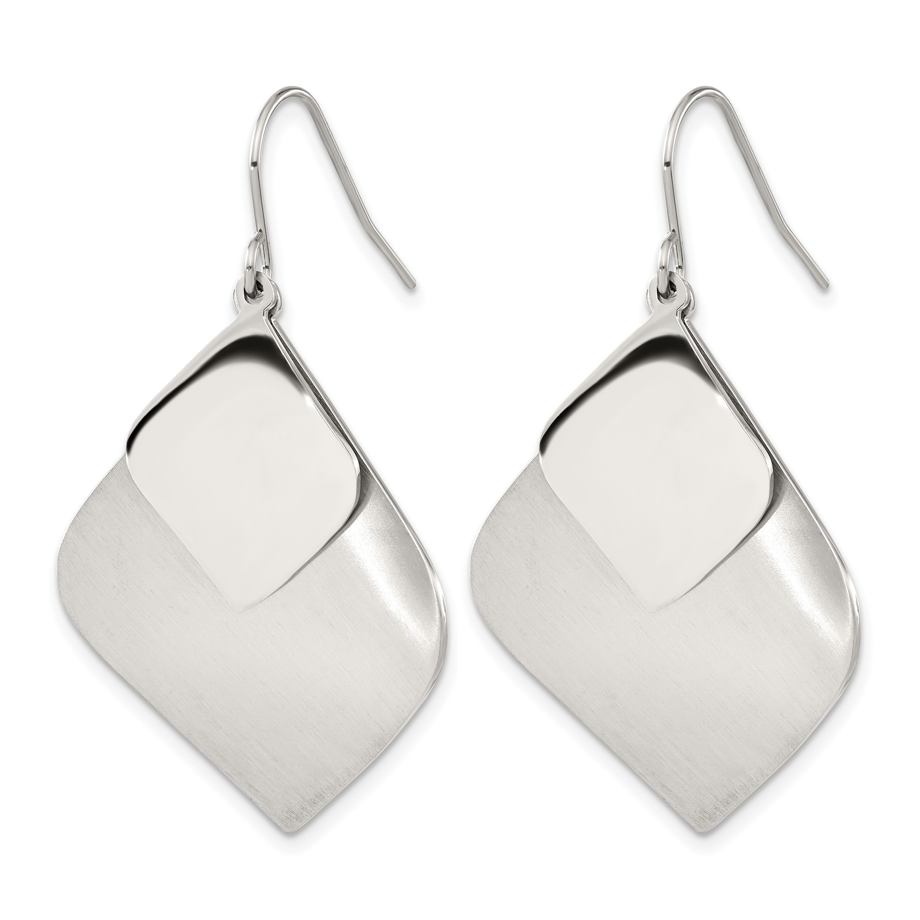 Stainless Steel Polished & Brushed Drop Dangle Earrings for Women Secondary image