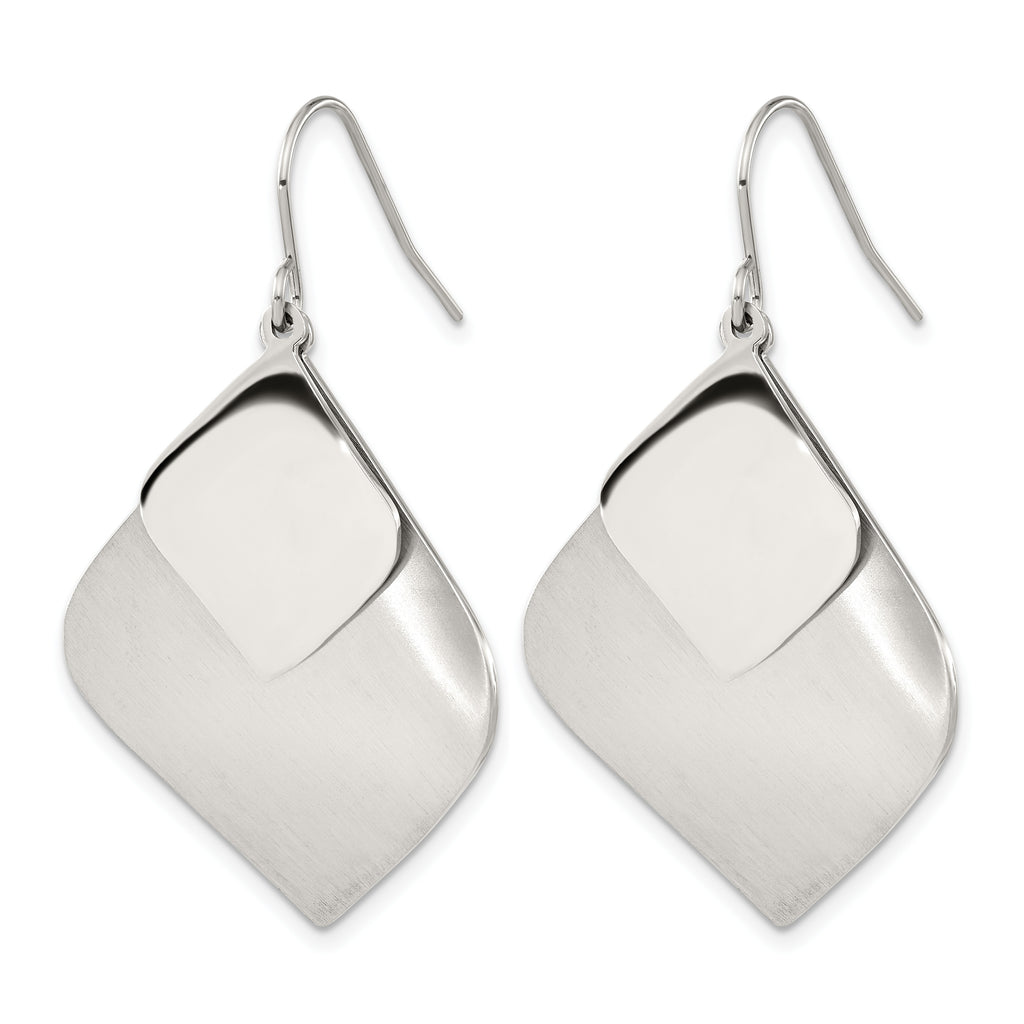 Stainless Steel Polished & Brushed Drop Dangle Earrings for Women