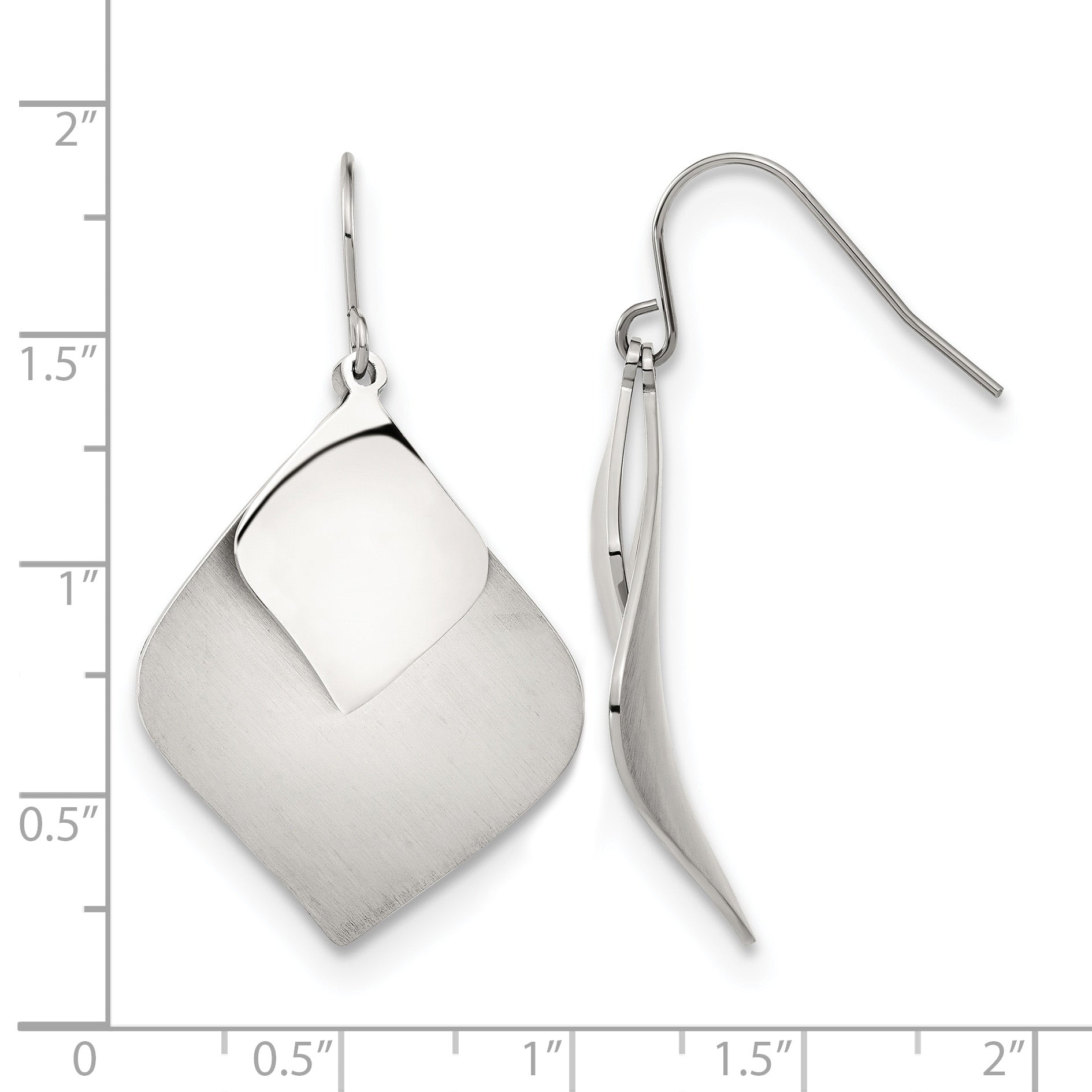 Stainless Steel Polished & Brushed Drop Dangle Earrings for Women
