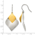 Stainless Steel Gold-Tone Polished & Brushed Drop Dangle Earrings for Women