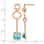 Stainless Steel Polished Blue Crystal Drop Dangle Earrings for Women
