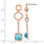 Chisel Stainless Steel Polished Rose IP-plated Blue Crystal Post Dangle Earrings