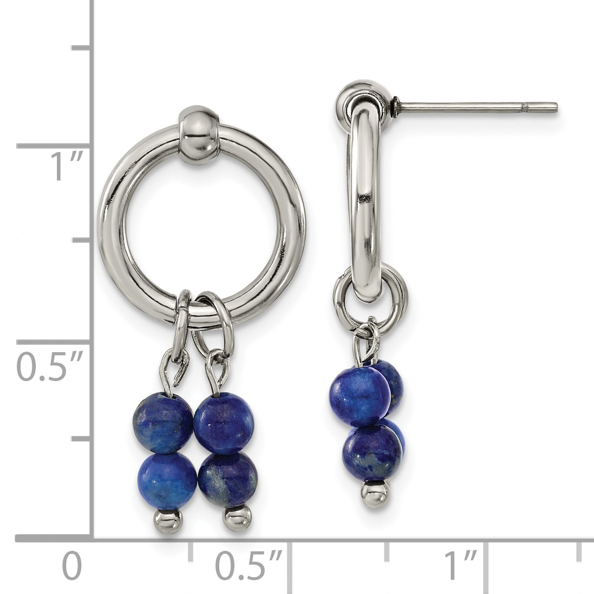 Chisel Stainless Steel Polished with Lapis Post Dangle Earrings